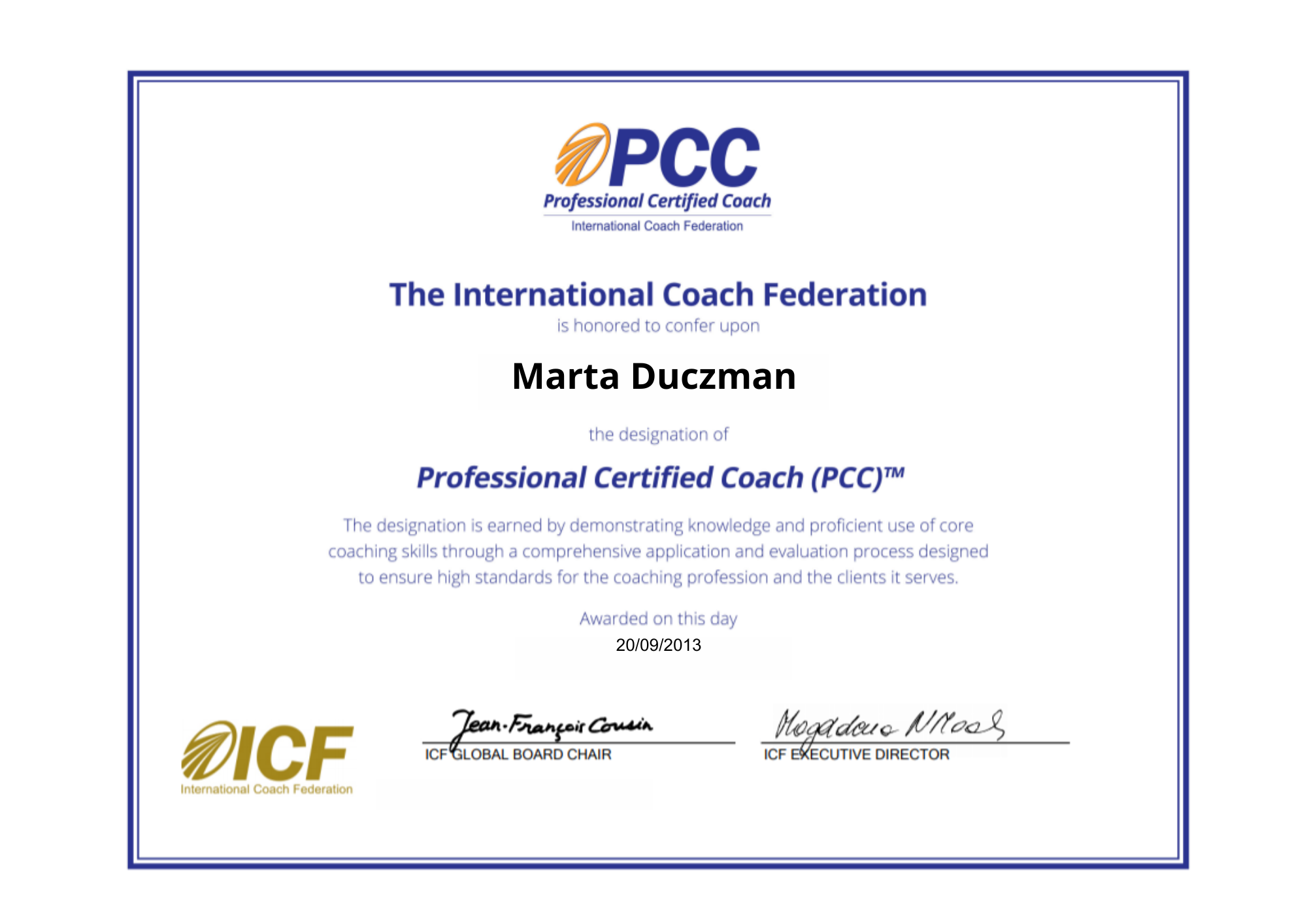 Professional Certified Coach (PCC)